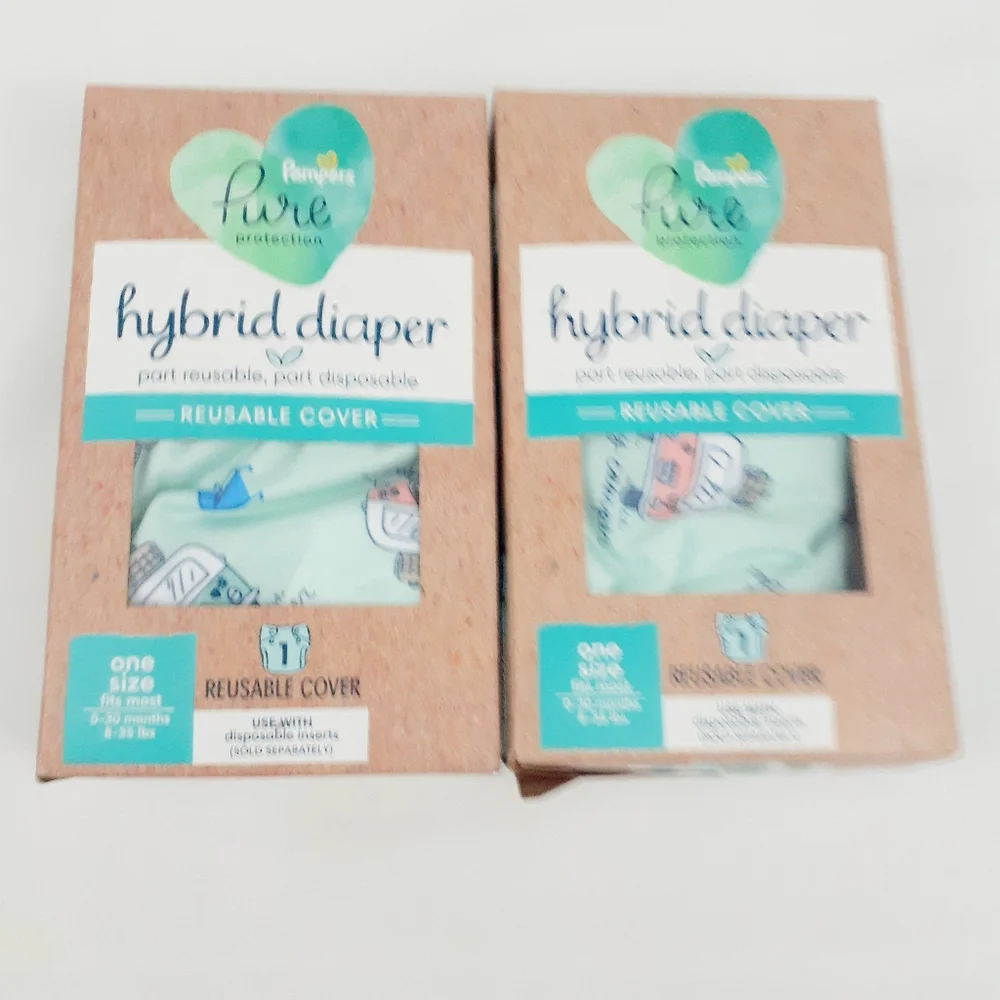 Lot of 2 Pampers Protection Pure Hybrid Diaper Reusable Cover 0-3 M